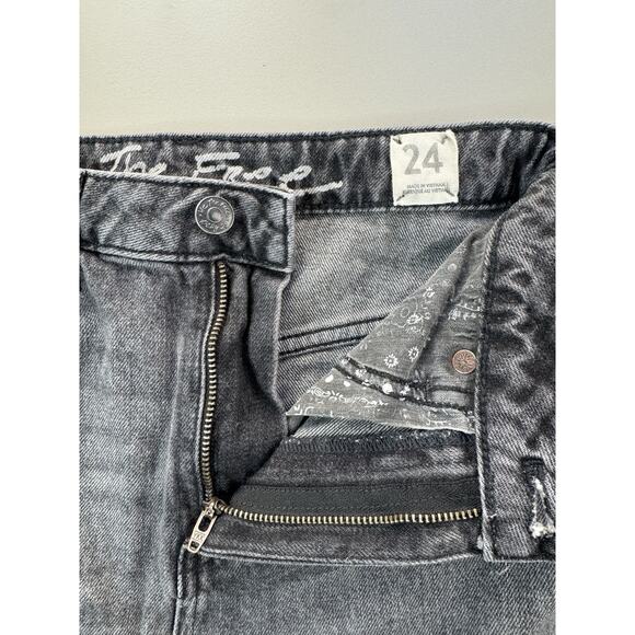 We The Free Womens Maverick Bailey Denim Mini Skirt 24 Black Fringe Boho Rodeo - Picture 7 of 13